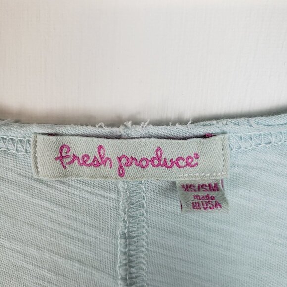 Fresh Produce Top Kaftan Style Pastel Blue Cotton Poncho Womens Size XS/S - Picture 3 of 6